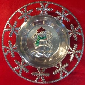 Silver Pewter ⛄️ Snowman Nut/ Snack Bowl!⛄️⛄️⛄️